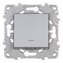 Выключатель Schneider Electric Unica NEW NU520130N одноклавишный скрытая установка алюминий с подсветкой