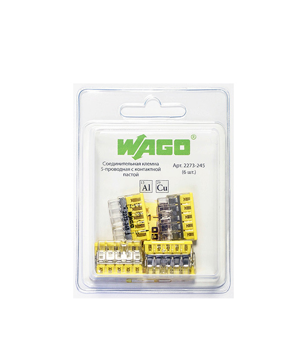 Клемма на 5 проводов Wago 2273-245 0,5-2,5 кв. мм самозажимная с пастой (6 шт.)
Клемма на 5 проводов Wago 2273-245 0,5-2,5 кв. мм самозажимная с пастой (6 шт.)
