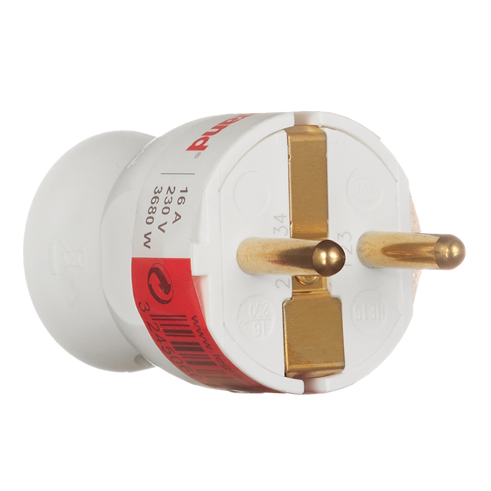 Вилка угловая с заземлением 16 А 230 В Legrand белая (050188), Белый 
Вилка угловая с заземлением 16 А 230 В Legrand белая (050188), Белый