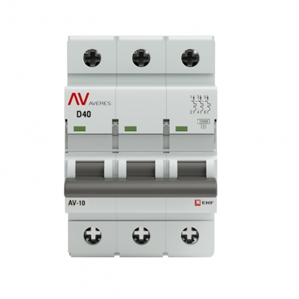 Автоматический выключатель модульный EKF Averes AV-10 3P 40А тип D 10 кА 400 В (mcb10-3-40D-av)
Автоматический выключатель модульный EKF Averes AV-10 3P 40А тип D 10 кА 400 В (mcb10-3-40D-av)