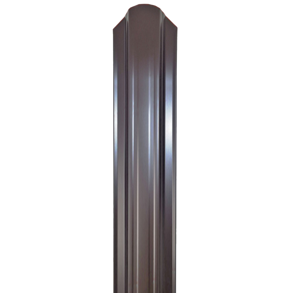 фото Евроштакетник односторонний п-образный 0,45 мм 118х1800 мм коричневый ral 8017 фигурный срез таврос