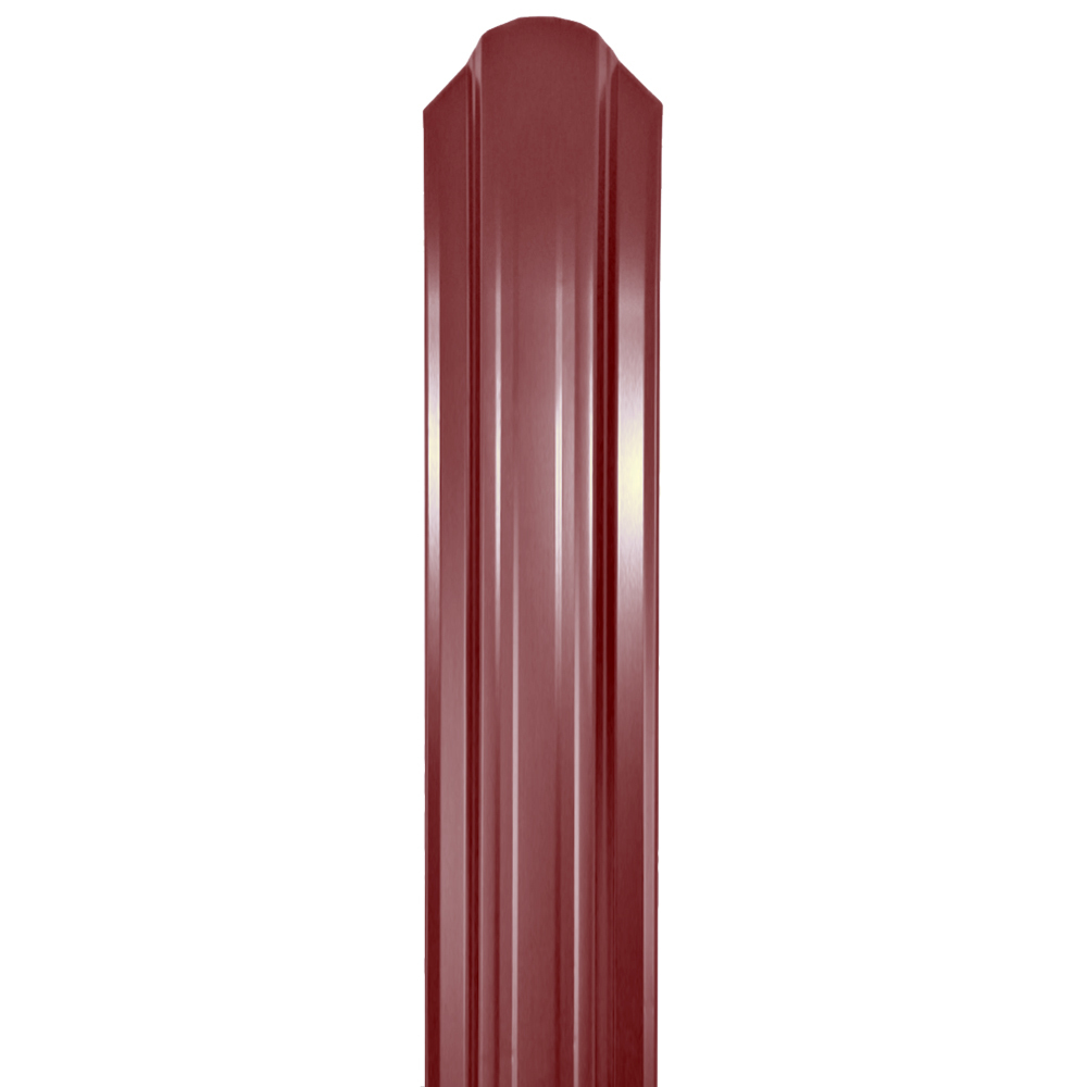 фото Евроштакетник односторонний п-образный 0,45 мм 118х1500 мм красное вино ral 3005 фигурный срез таврос