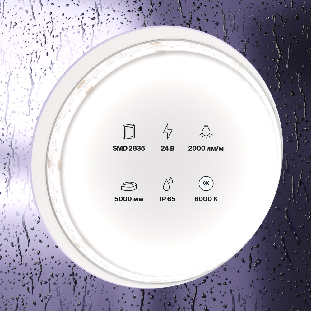 Лента светодиодная SMD 2835 Led strip 6000К 24 В 20 Вт/м 5 м IP65 Maytoni (10159), Белый
Лента светодиодная SMD 2835 Led strip 6000К 24 В 20 Вт/м 5 м IP65 Maytoni (10159), Белый