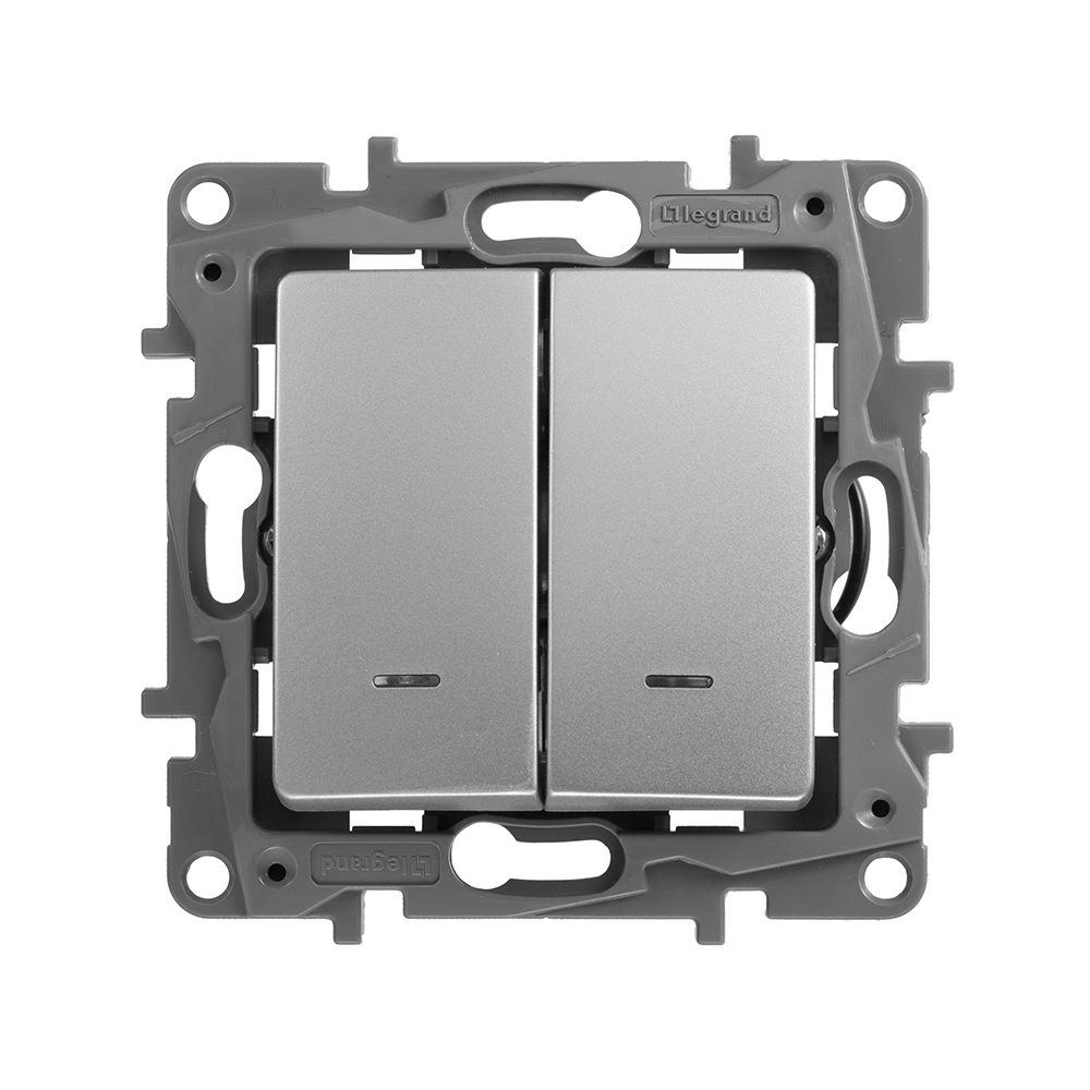Выключатель Legrand Etika 672404 двухклавишный скрытая установка алюминий с подсветкой
Выключатель Legrand Etika 672404 двухклавишный скрытая установка алюминий с подсветкой