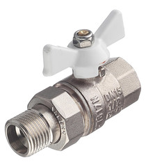 Кран шаровой латунный VALTEC Base (VT.227.NW.04) 1/2 ВР(г) х 1/2 НР(ш) бабочка с полусгоном прямой