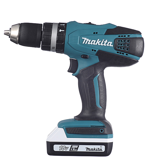 Дрель-шуруповерт аккумуляторная ударная Makita HP457DWE 18В 2х1,5Ач Li-Ion — купить в Петровиче в Санкт-Петербурге: цена за штуку, характеристики, фотоcar