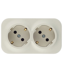 Розетка Legrand Quteo 782263 двойная открытая установка слоновая кость с заземлением