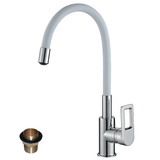 Смеситель для кухни ROSSINKA Z Z35-35U-White c гибким изливом белый/хром