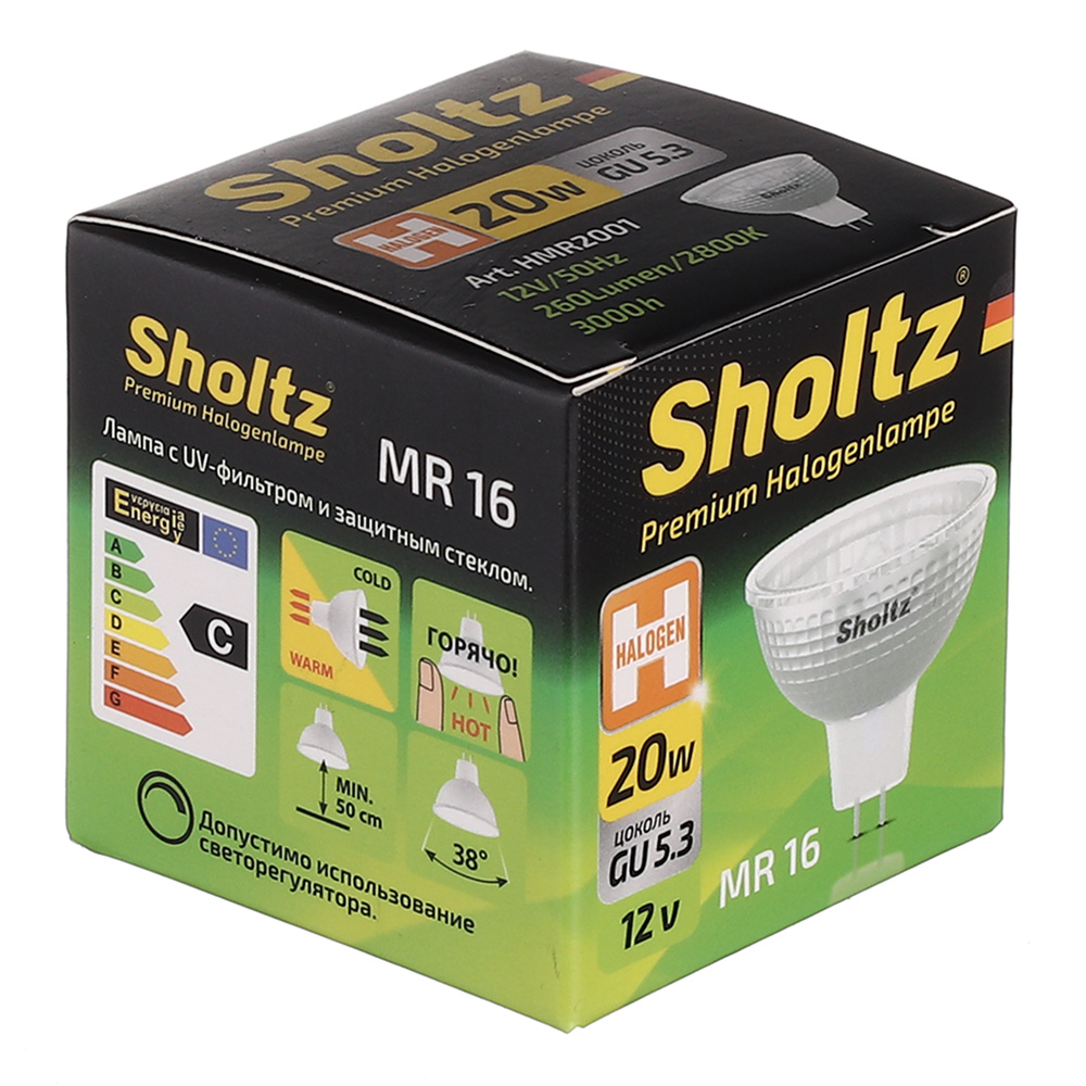 Лампа галогенная Sholtz 20 Вт GU5.3 для светильника MR16 2800 К 12 В диммируемая
Лампа галогенная Sholtz 20 Вт GU5.3 для светильника MR16 2800 К 12 В диммируемая