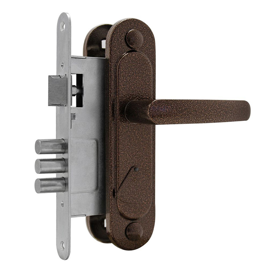  врезной ЗВ9.1-01 с ручкой для входной двери (медь) 3 ключа .