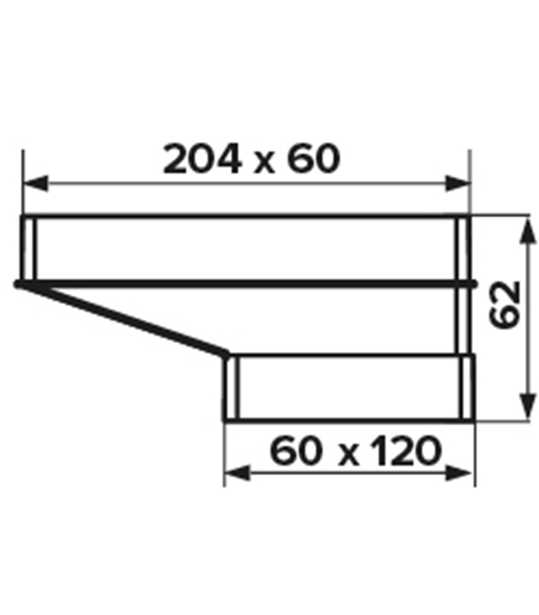 Соединитель эксцентриковый пластиковый для плоских воздуховодов 60х120 мм с плоскими 60х204 мм Вид№3