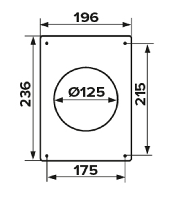 Фланец для круглых воздуховодов d125 мм с площадкой 196х236 мм стальной белый Вид№4