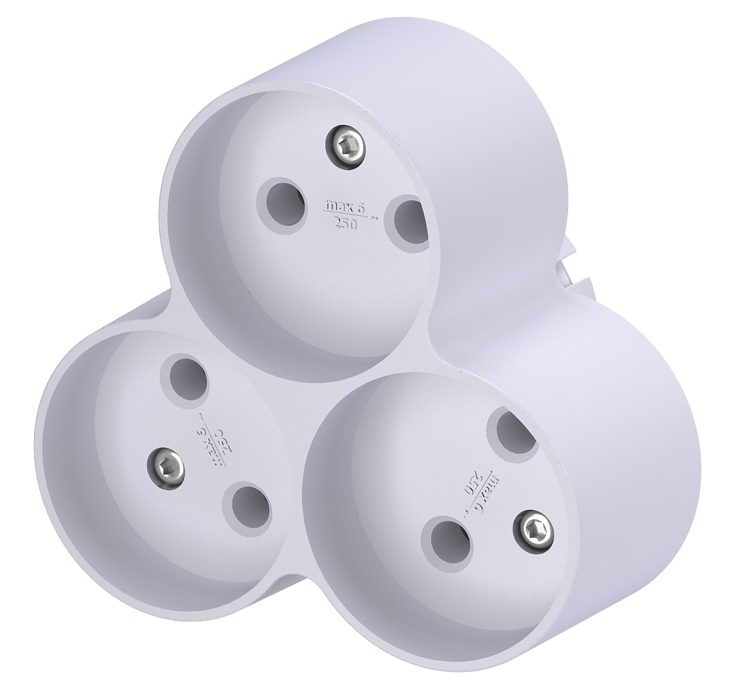 Разветвитель тройник Фотон АМ 6-3 без заземелния 6 А 220 В 1,5 кВт 3 ...