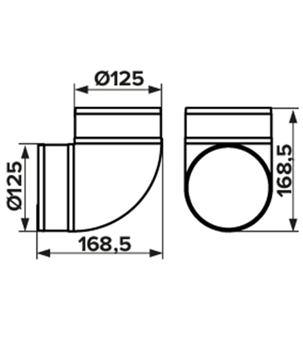 Колено для круглых воздуховодов Era пластиковое d125 мм 90° Вид№2
