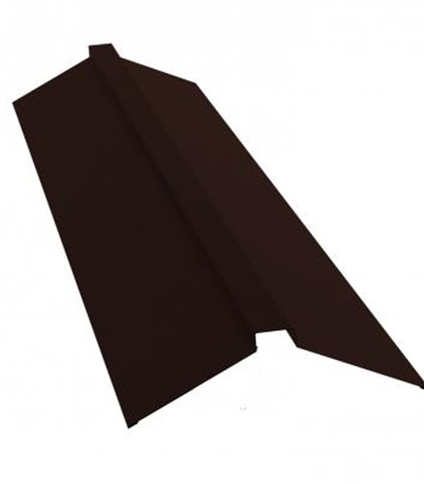 фото Конек для металлочерепицы 115х30х115 мм 2 м плоский с пазом коричневый ral 8017 rooftop matte