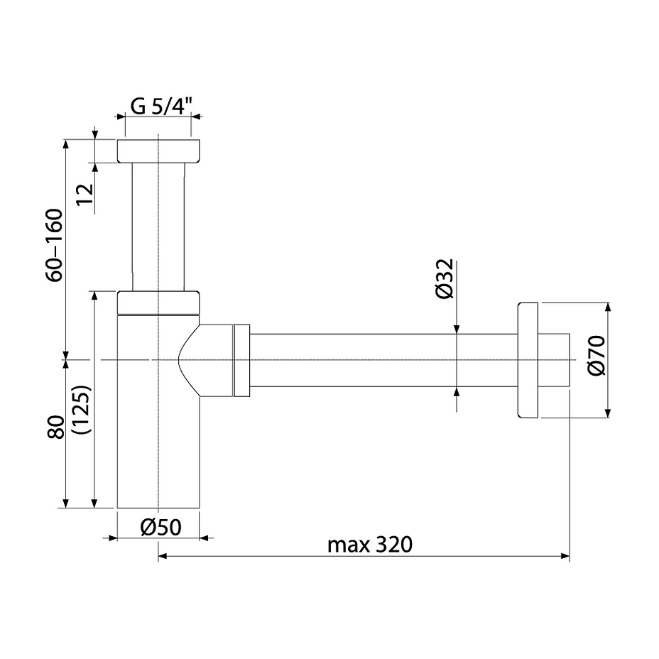 фото Сифон для раковины alcaplast a400antic 1 1/4"х32 мм без выпуска бронза