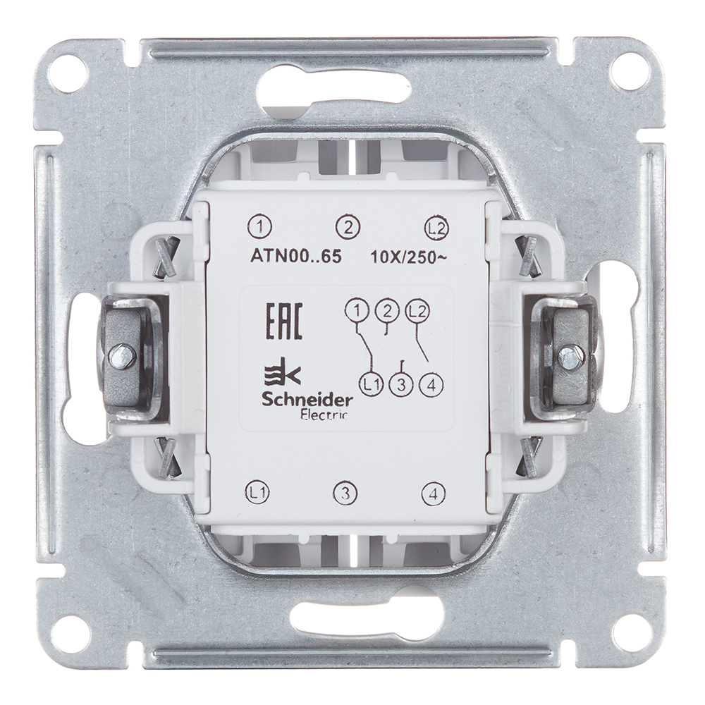 фото Переключатель schneider electric atlas design atn000165 двухклавишный на 2 направления скрытая установка белый