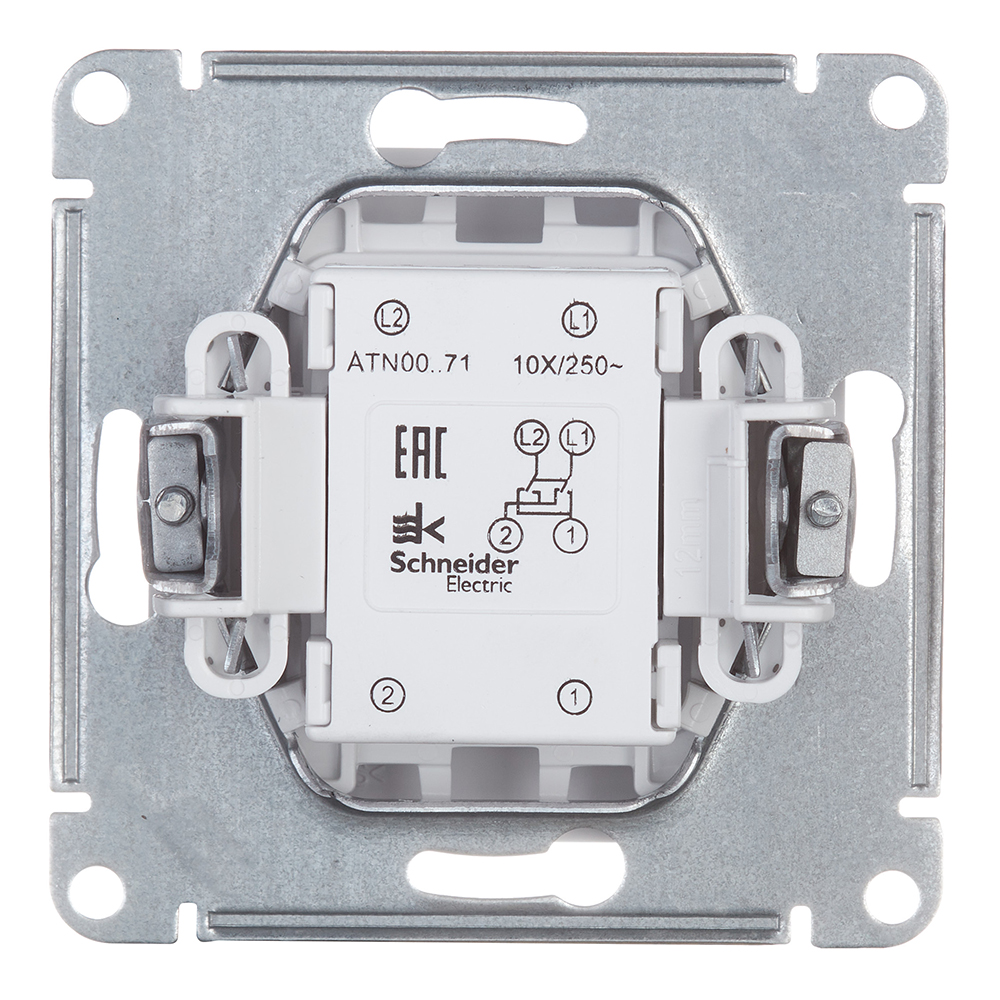 фото Переключатель schneider electric atlas design atn000171 одноклавишный перекрестный скрытая установка белый