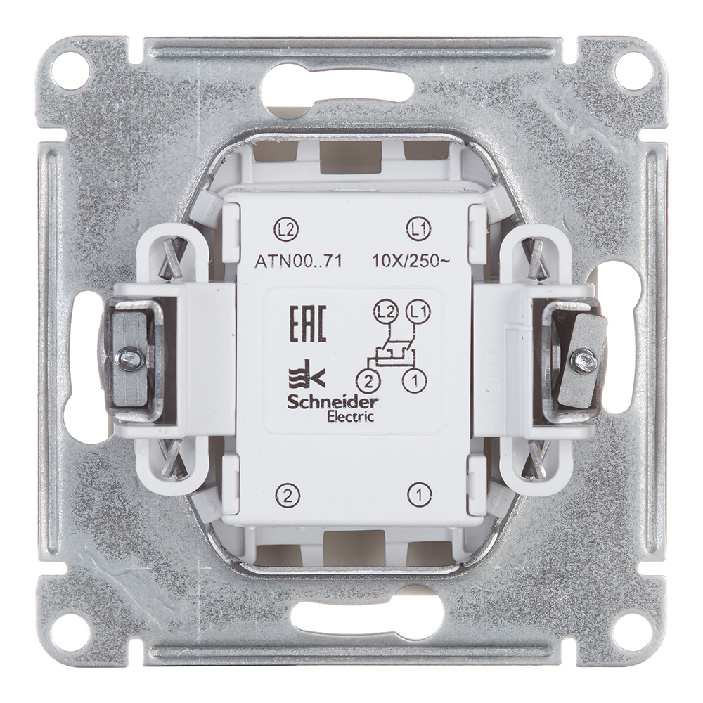 фото Переключатель schneider electric atlas design atn000271 одноклавишный перекрестный скрытая установка бежевый