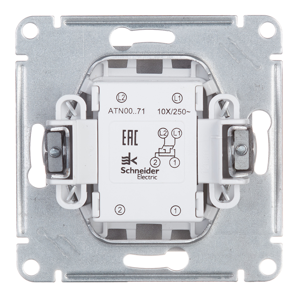 фото Переключатель schneider electric atlas design atn000371 одноклавишный перекрестный скрытая установка алюминий