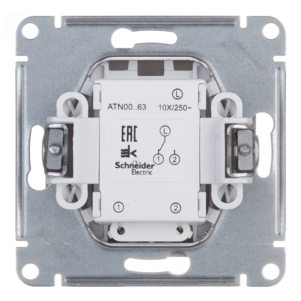 фото Переключатель schneider electric atlas design atn000363 одноклавишный на 2 направления скрытая установка алюминий с подсветкой