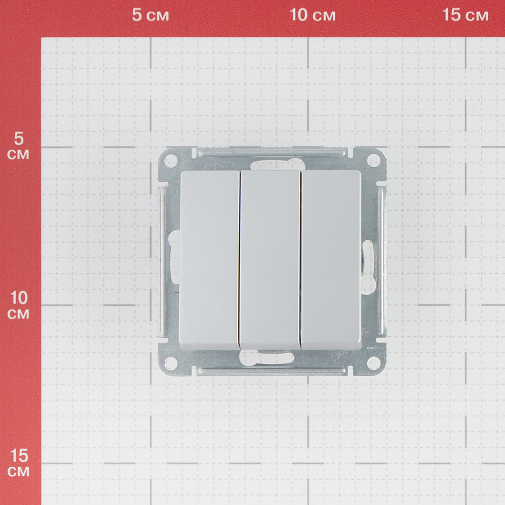 фото Выключатель schneider electric atlas design atn000331 трехклавишный скрытая установка алюминий