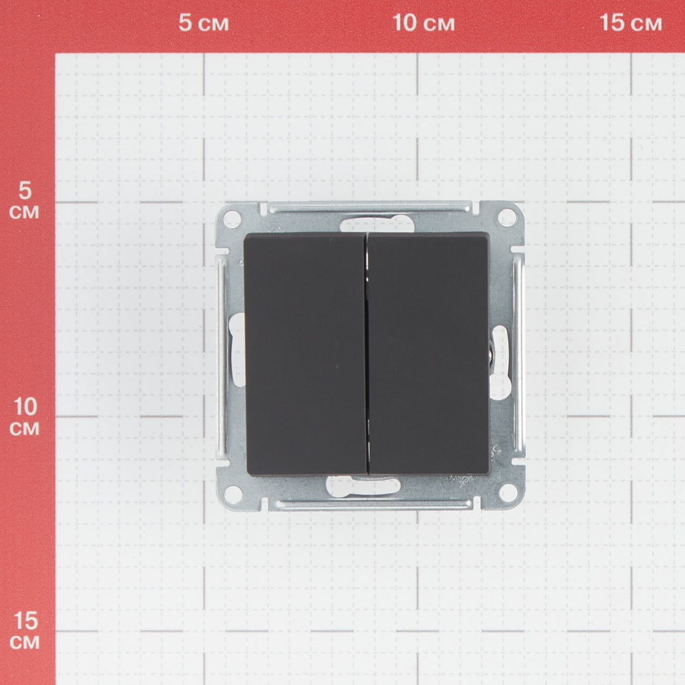 фото Выключатель schneider electric atlas design atn001051 двухклавишный скрытая установка карбон