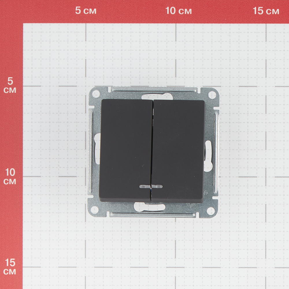 фото Выключатель schneider electric atlas design atn001053 двухклавишный скрытая установка карбон с подсветкой