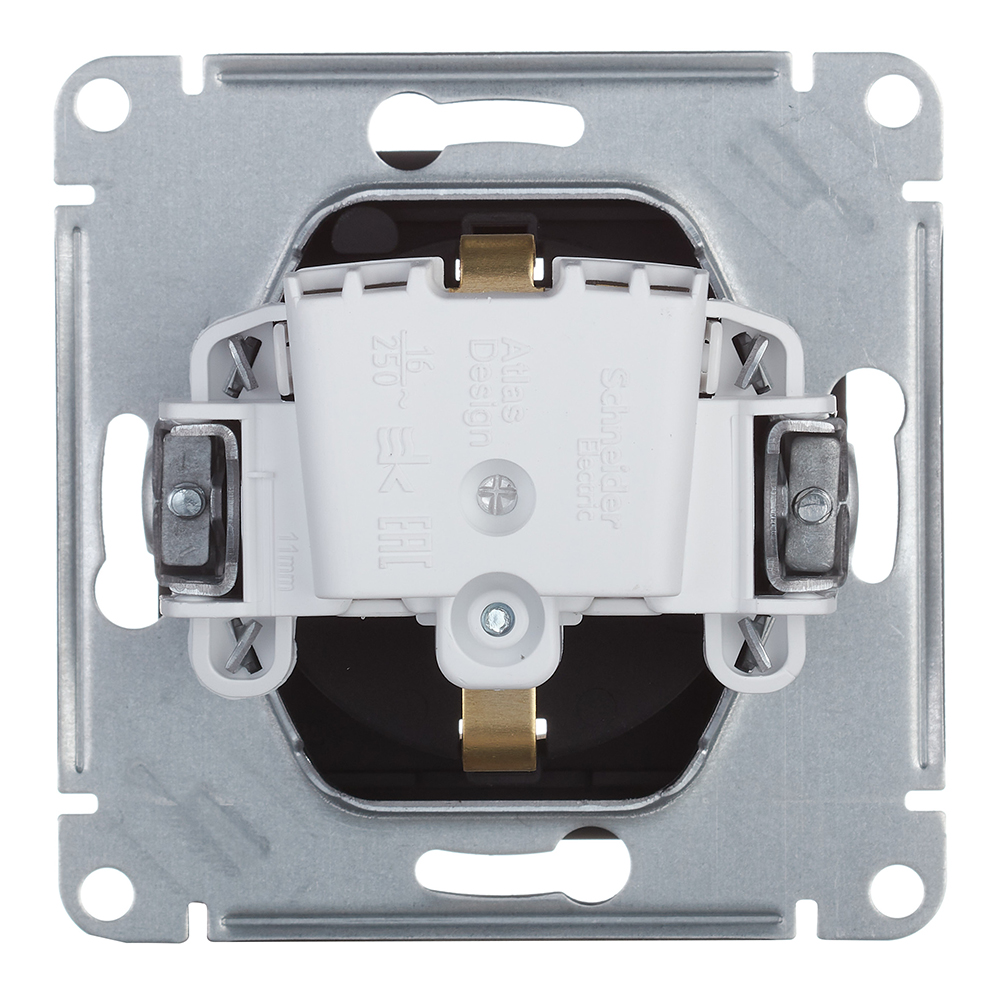 фото Розетка schneider electric atlas design atn441046 скрытая установка карбон с заземлением ip44 со шторками с крышкой