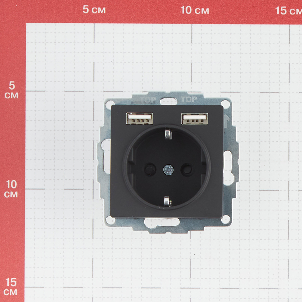 фото Розетка schneider electric atlas design atn001030 скрытая установка карбон с заземлением два модуля usb