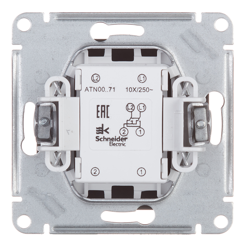 фото Переключатель schneider electric atlas design atn001071 одноклавишный перекрестный скрытая установка карбон