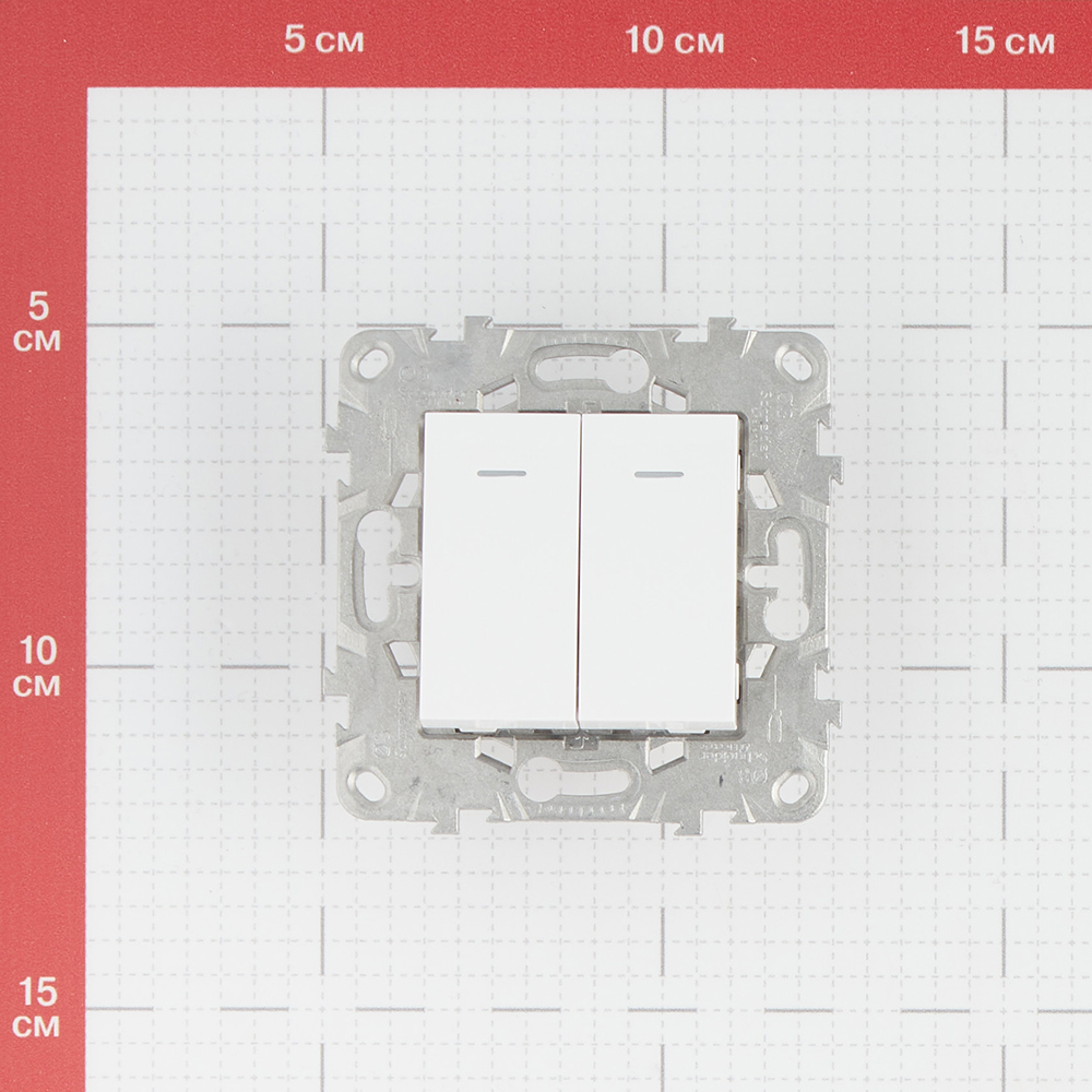 фото Выключатель schneider electric unica new nu521118n двухклавишный скрытая установка белый с подсветкой