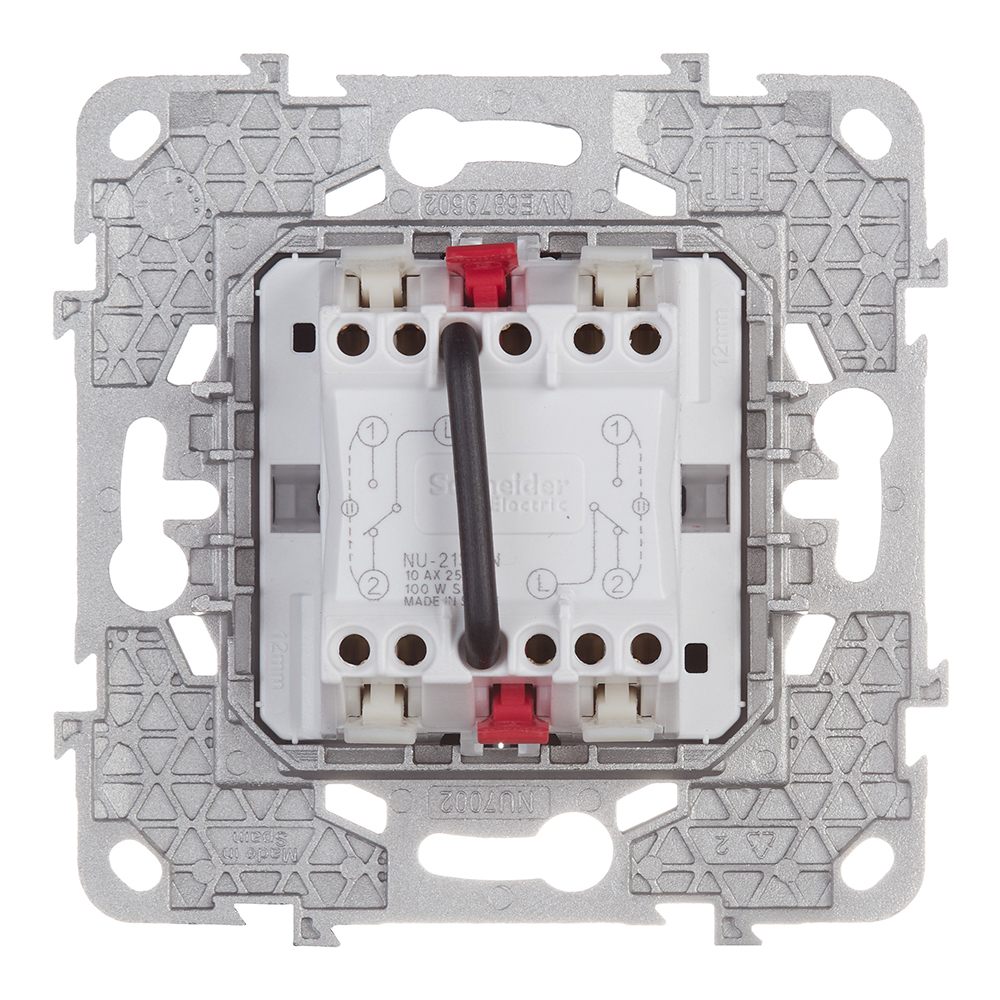 фото Переключатель schneider electric unica new nu521318n двухклавишный на 2 направления скрытая установка белый с подсветкой