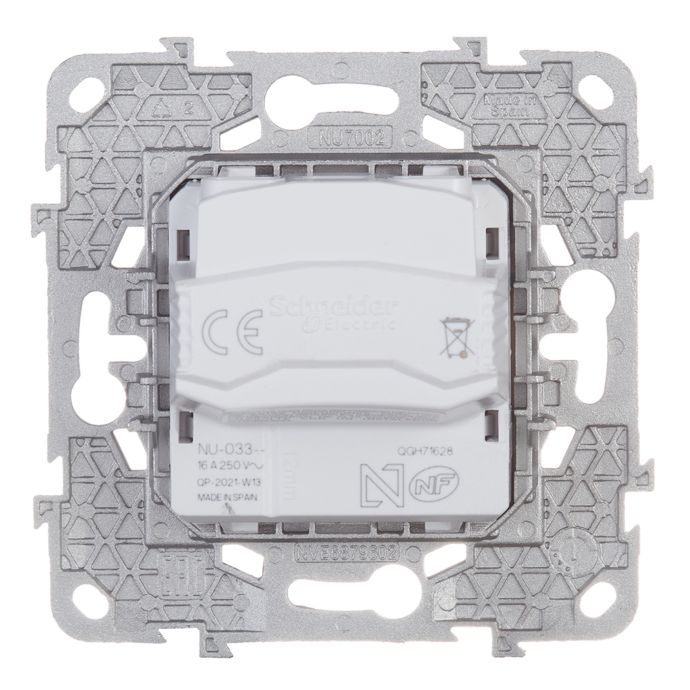 фото Розетка schneider electric unica new nu503318 скрытая установка белая без заземления со шторками винтовой зажим