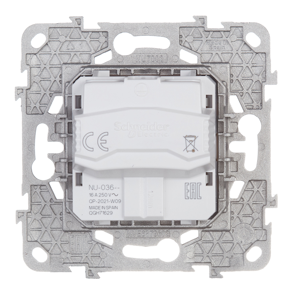 фото Розетка schneider electric unica new nu503618 скрытая установка белая с заземлением винтовой зажим