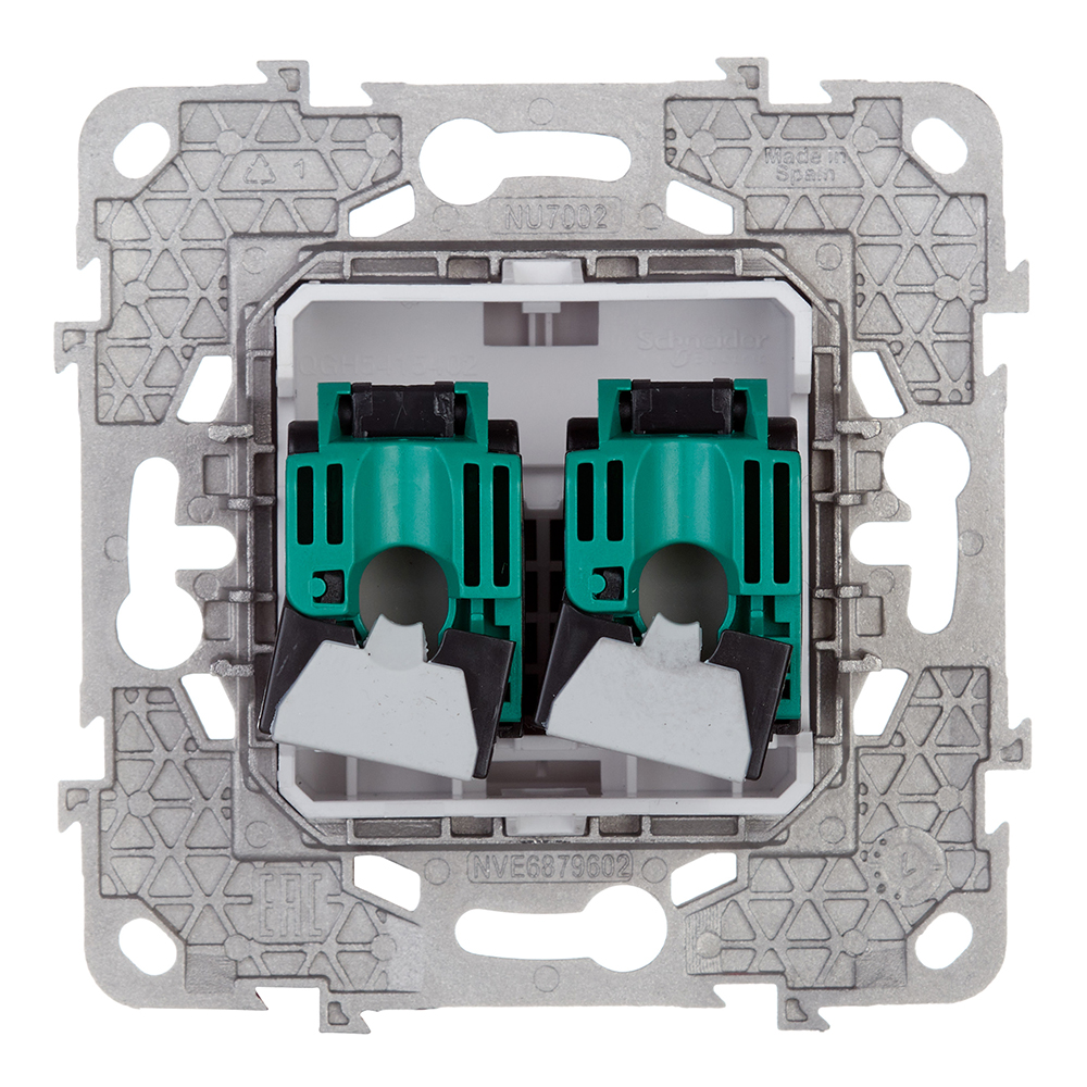 фото Розетка компьютерная schneider electric unica new nu542018 скрытая установка белая модули rj45 cat 5 и rj45 cat 5е utp