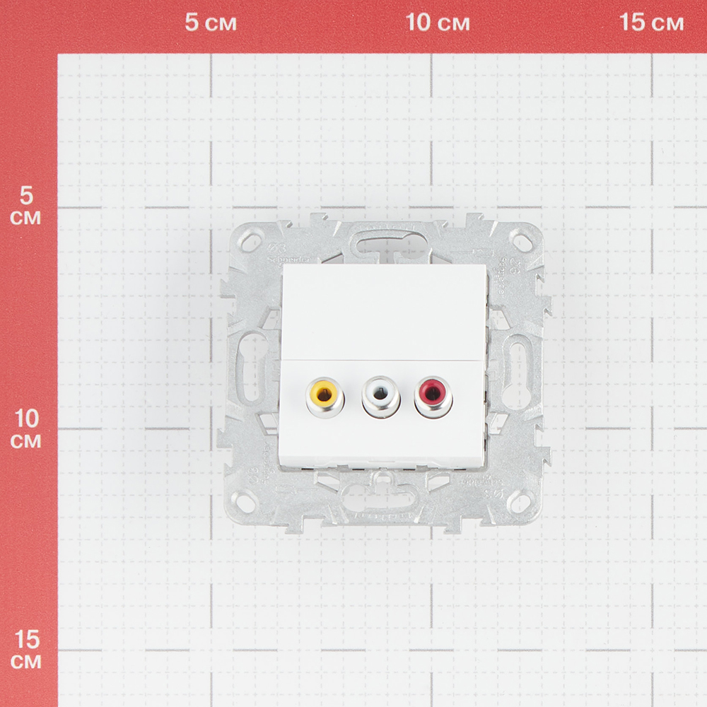 фото Розетка аудио schneider electric unica new nu543118 скрытая установка белая 3 выхода rca