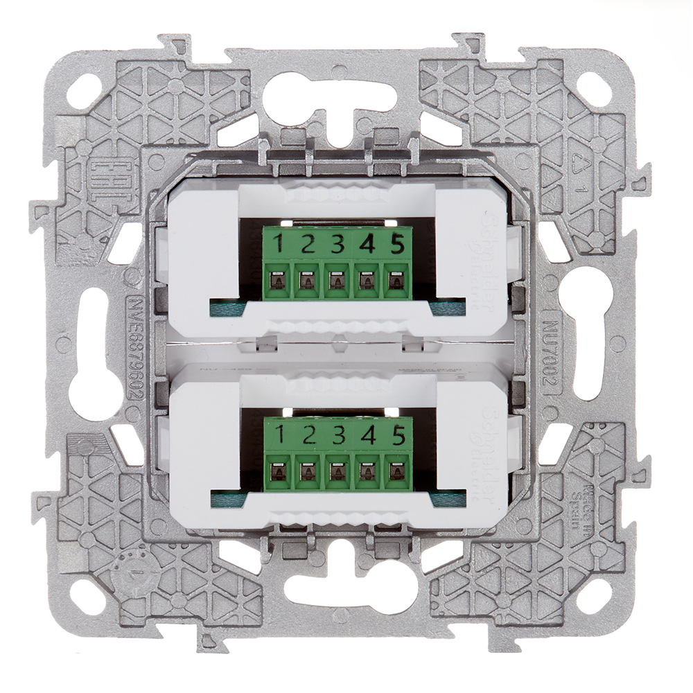 фото Розетка usb schneider electric unica new nu542718 скрытая установка белая два информационных модуля