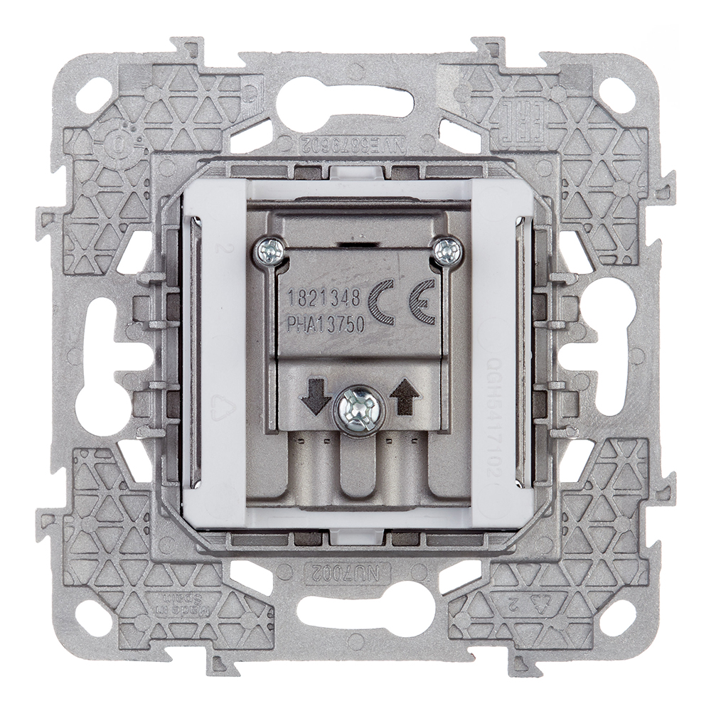 фото Розетка телевизионная schneider electric unica new nu545618 проходная r-tv-sat скрытая установка белая