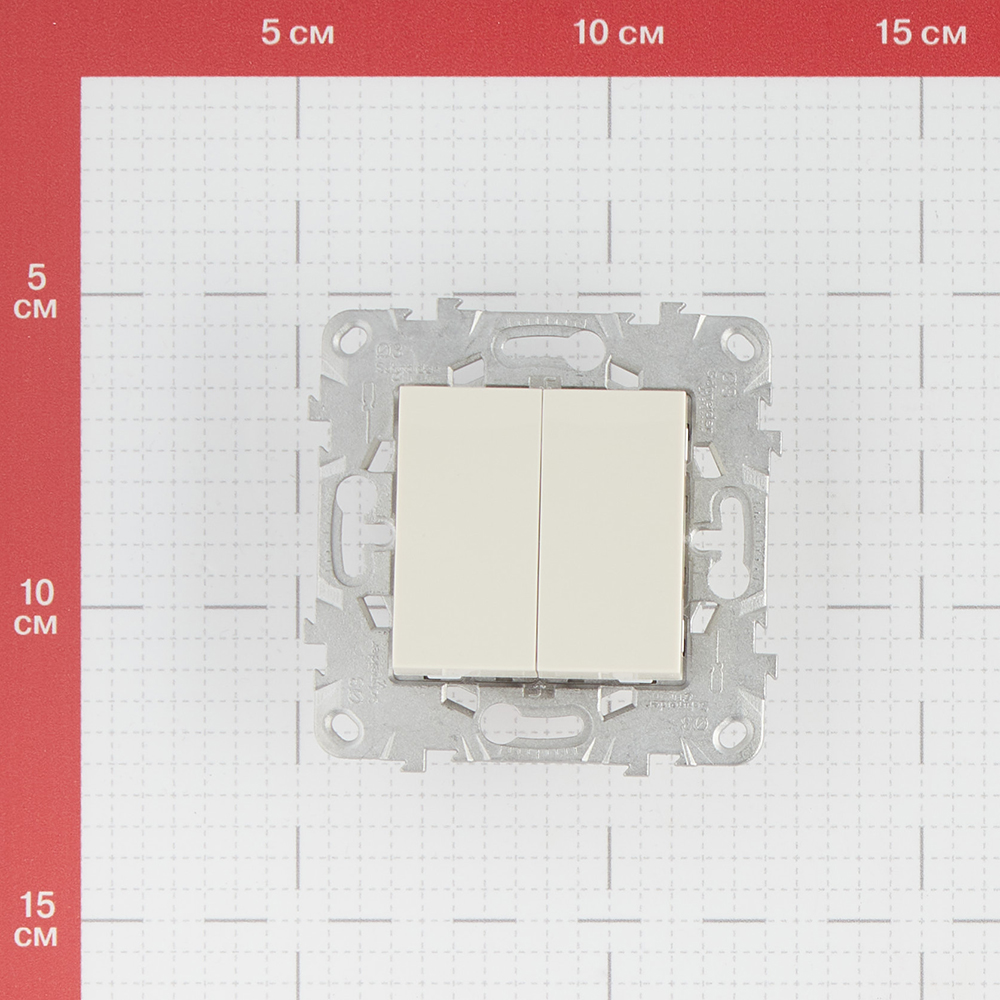 фото Выключатель schneider electric unica new nu521144 двухклавишный скрытая установка бежевый