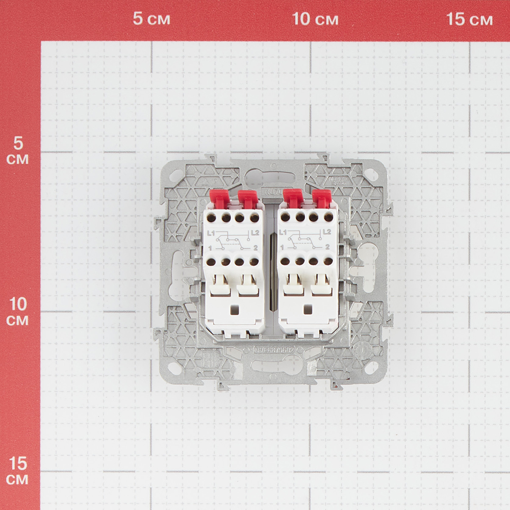 фото Переключатель schneider electric unica new nu521544 двухклавишный перекрестный скрытая установка бежевый