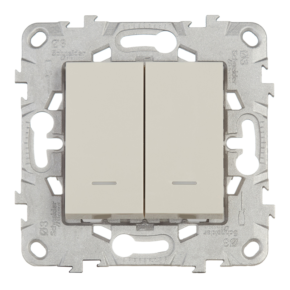 Переключатель Schneider Electric Unica NEW NU521344N двухклавишный на 2 ...