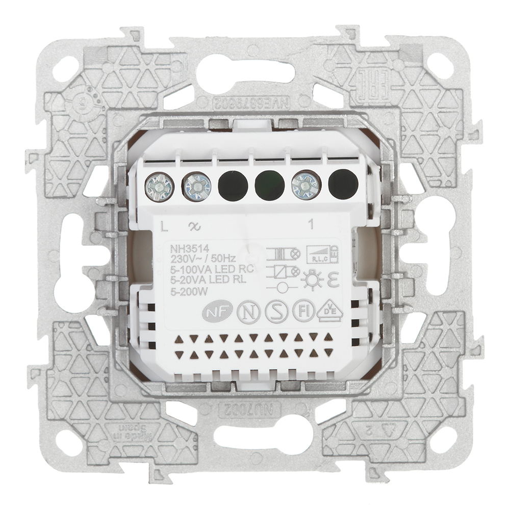 фото Диммер schneider electric unica new nu551444 скрытая установка бежевый 5-200 вт поворотно-нажимной