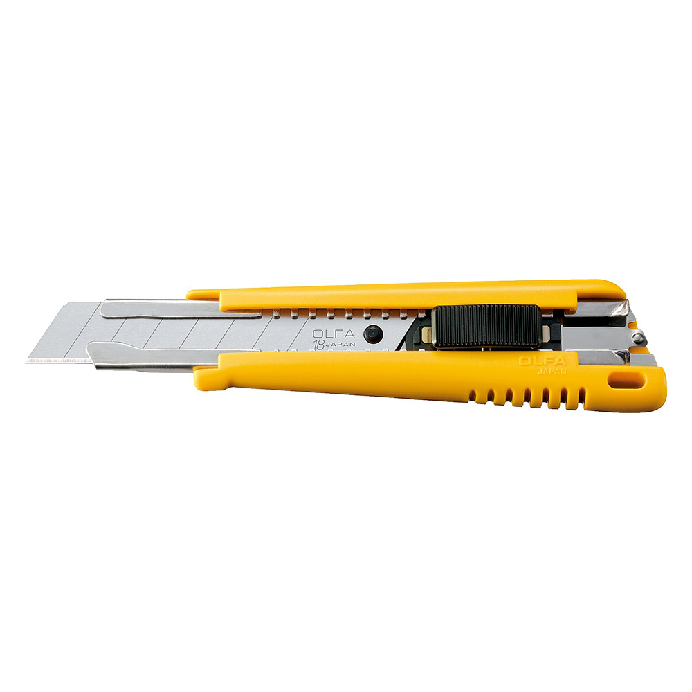 Нож строительный Olfa 18 мм с ломающимся лезвием пластиковый корпус с автофиксатором нож строительный hesler 18 мм с ломающимся лезвием стальной корпус