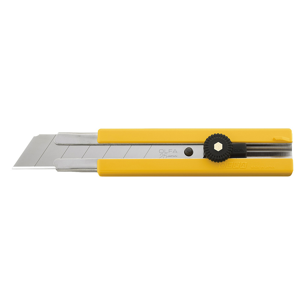 Нож строительный Olfa 25 мм с ломающимся лезвием двухкомпонентный корпус с резиновыми накладками нож 25 мм с выдвижным лезвием и резиновыми накладками olfa