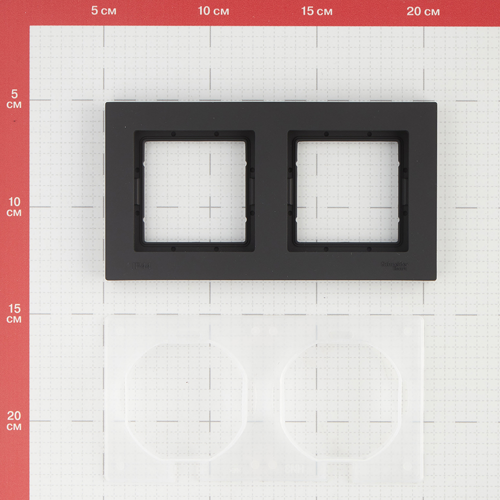 фото Рамка schneider electric atlas design atn441002 двухместная универсальная карбон для розеток и переключателей ip44