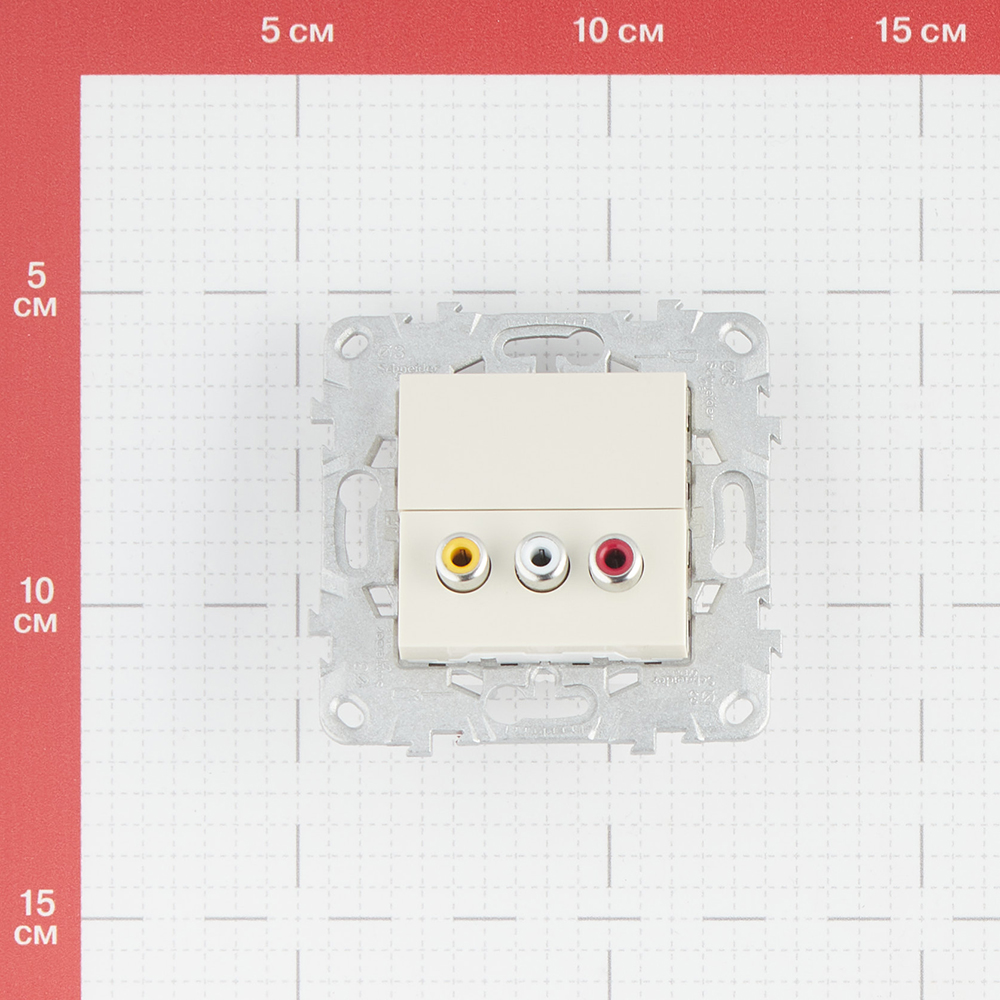 фото Розетка аудио schneider electric unica new nu543144 скрытая установка бежевая 3 выхода rca