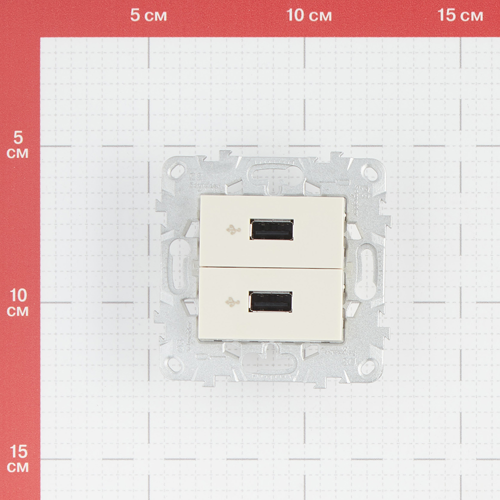 фото Розетка usb schneider electric unica new nu542744 скрытая установка бежевая два информационных модуля