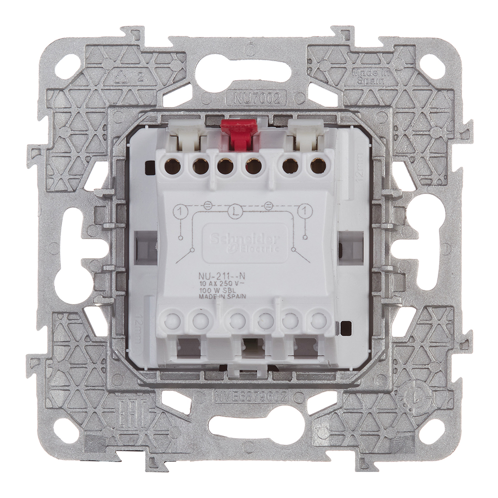 фото Выключатель schneider electric unica new nu521130n двухклавишный скрытая установка алюминий с подсветкой