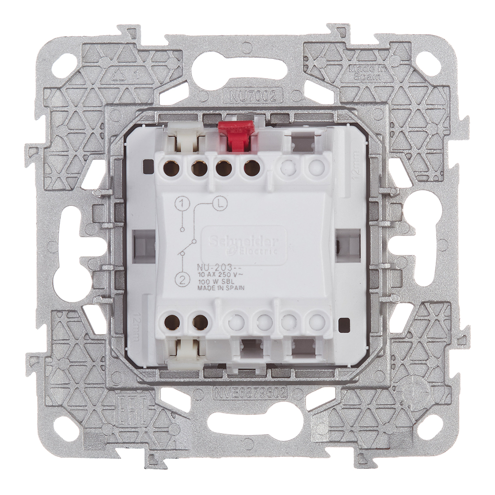 фото Переключатель schneider electric unica new nu520330 одноклавишный на 2 направления скрытая установка алюминий